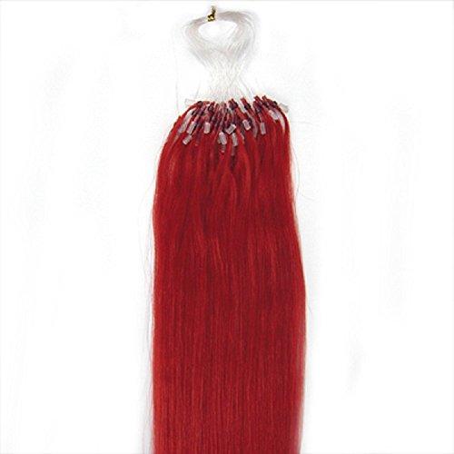 Fenicy 18"20"22"26" Micro Loop Virgin Real Hair Extensions Fashion Straight Human Hair 50G 100S (18inch, Red)