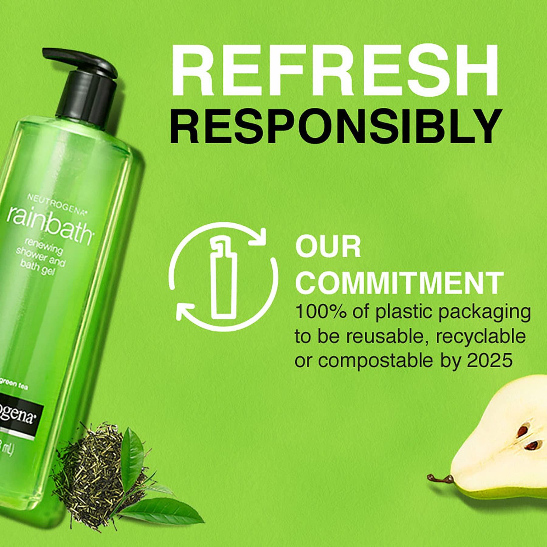 Neutrogena Neutrogena Rainbath Renewing Shower And Bath Gel, Moisturizing Body Wash and Shaving Gel with Clean Rinsing Lather, Pear & Green Tea Scent, 16 fl. oz