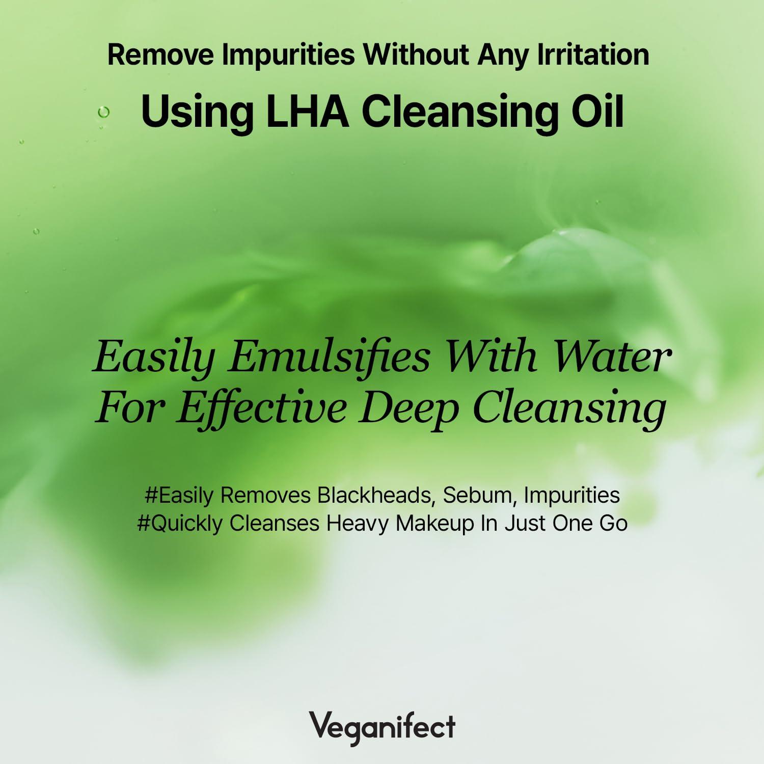 VEGANIFECT VEGANIFECT LHA Deep Cleansing Oil, Makeup, Blackhead and Whitehead Remover, Korean Skin Care, Vegan, 6.93 Fl Oz