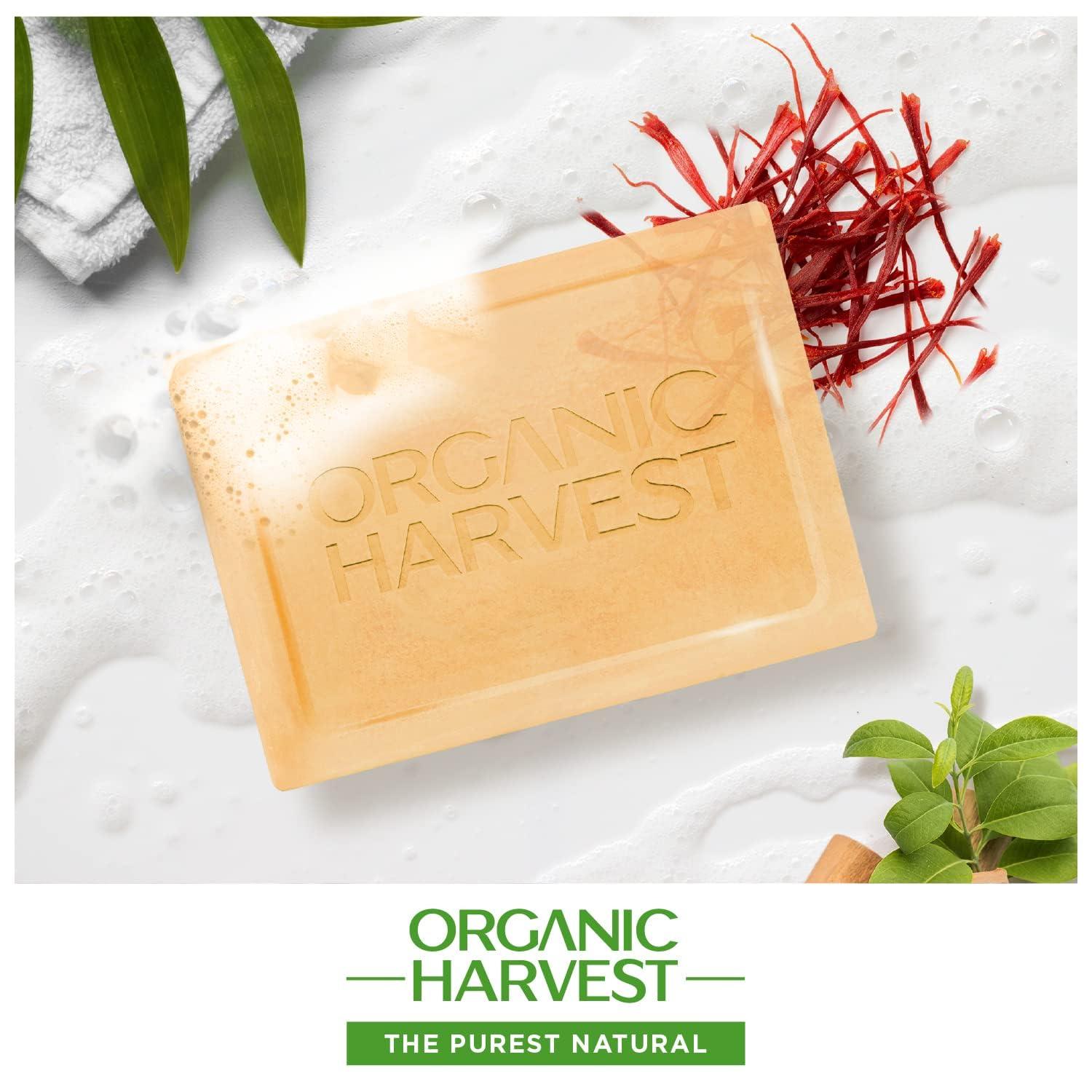 Generic Orga;nic Harvest Luxurious Bathing Bar: Sandalwood & Saffron | Sandalwood & Saffron Bar Soap for Gentle Cleansing | 100% American Certified Organic | Sulphate & Paraben-free, 125gm (Pack of 3)