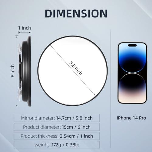 JJhxr 30X Magnifying Mirror, 6 Inch Large Makeup Mirror with 30X Magnification, Compact Makeup Magnifying Mirror, Round Magnifying Mirror with Handle for Travel Mirror, 3 Suction Cups, 360 Adjustable Stand