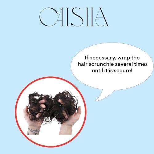 CAISHA CAISHA 100% HUMAN HAIR Scrunchie Hair Piece Updo Braid Hair Scrunchy Messy Bun Brown H312d