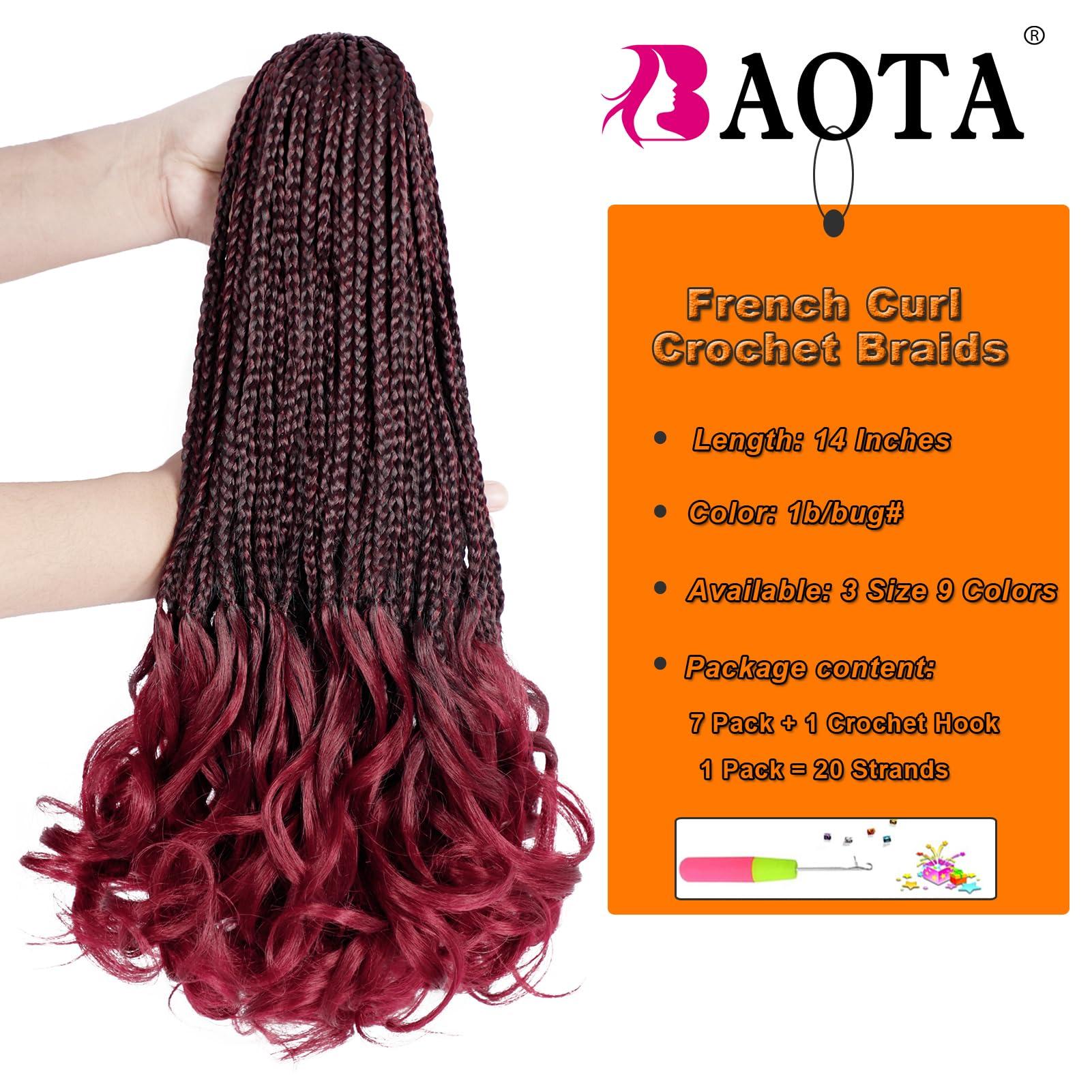 BAOTA BAOTA Box Braids Crochet Hair Pre Looped Red Goddess Box Braids with Curly Ends Short Bohemian Box Braids Crochet Hair 14 Inch 7 Packs (1B/BUG#)