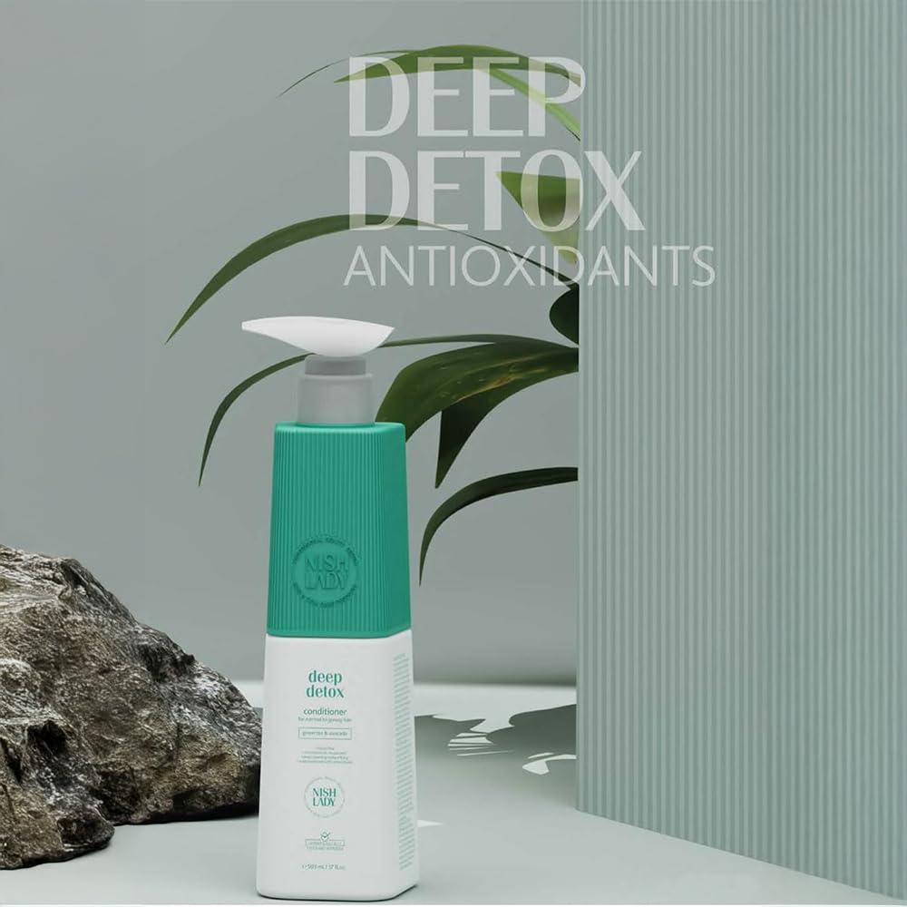 Nishlady Nishlady Deep Detox Clarifying Shampoo for Normal to Greasy Hair, 503 ml | Green Tea & Avocada Extracts (Conditioner)