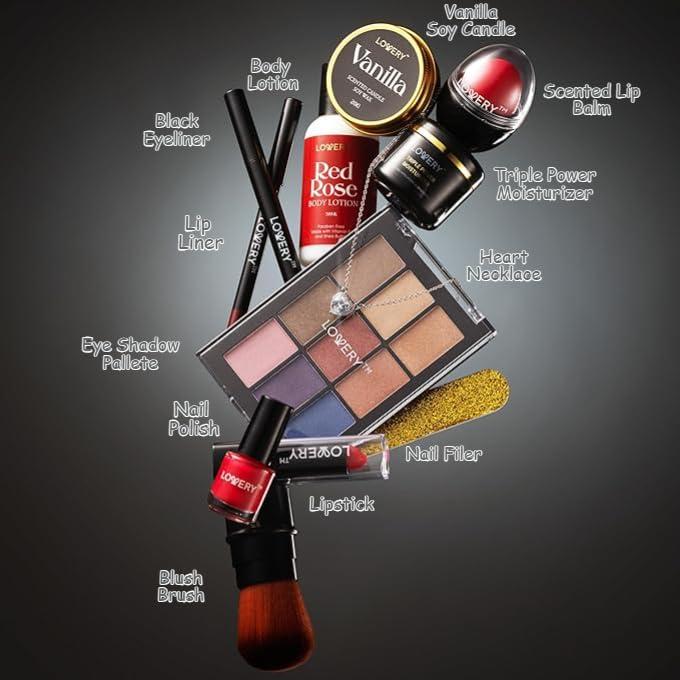 LOVERY Valentines Day Gifts for Her, Beauty Treasures 12 Day Makeup Gift Set - Birthday Gift Box With Women\'s Skincare and Makeup Surprises - Gifts for Women with Unique Surprises