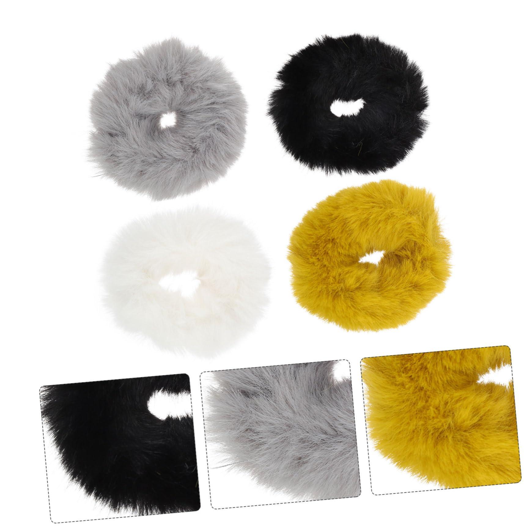 BELLIFFY BELLIFFY Hair Rings Set Fuzzy Ponytail Holders Faux Fur Hair Elastic Bands for Women Girls Easy to Decorate Ponytail or Bun