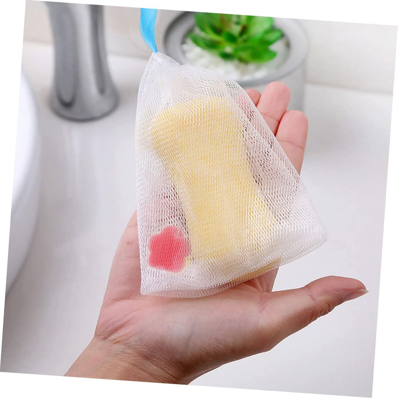 Housoutil Housoutil 6 Pcs Foaming Net Dispenser Soap Holder Soap Mesh Holder Soap Sleeve Giant Wands Small Mesh Bags Drawstring Travel Soap Case Leakproof Small Soap Bag Acid Soap White or
