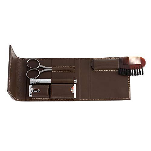DOVO Shave Ready Dovo Stainless Satin Finished Razor Set, Brown