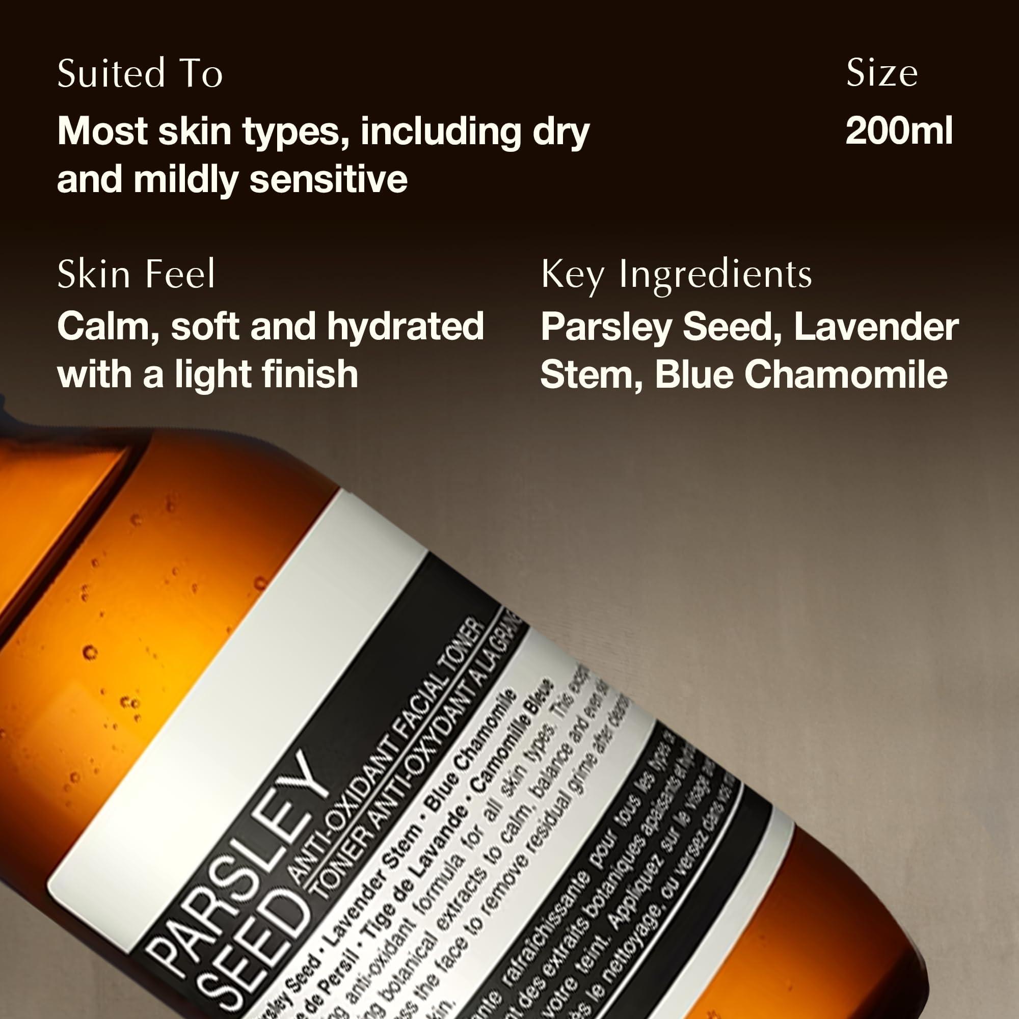 Aesop Aesop Precipitous Kit - Parsley Seed Facial Cleanser (6.7 Fl Oz) + Parsley Seed Anti-Oxidant Facial Toner (6.7 Fl Oz) & Parsley Seed Anti-Oxidant Intense Serum (2.0 Fl Oz) | Paraben & Cruelty-Free