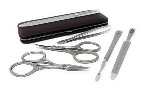Niegeloh Niegeloh Solingen TopInox Surgical Stainless Steel Luxuries Manicure Set Grooming kit In Quality Nappa Leather Case Made in Germany Plus BONUS: SHPITSER Crystal Glass Nail File