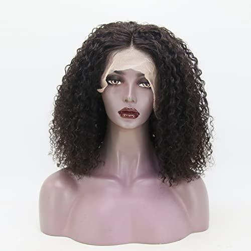 zigzag hair zigzag hair Short Bob Curly Lace Front Wig Human Hair for Black Women 180% Density Loose Deep Curly HD Transparent 13x4 Lace Wig Middle Part Pre Plucked with Baby Hair (16 Inch, Curly)