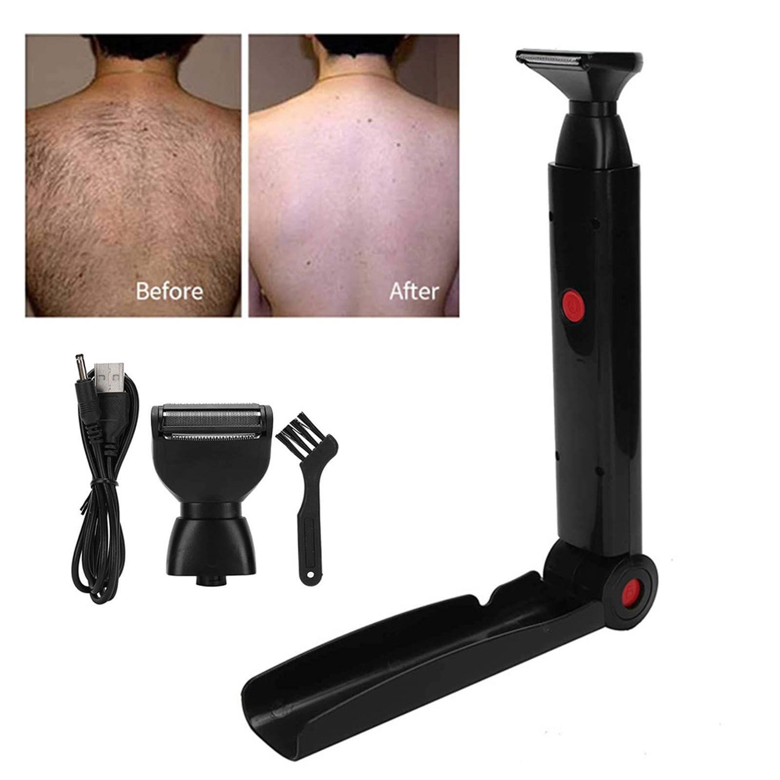 CENRF Electric Back Hair Shaver, ABS Body Shaver Groomer, Hair Removal Clippers with Fast Grooming, Hair Trimmer Men with Ergonomically Curved Handle, Portable Beard Trimming Kit, Razor Shaver for Men Women