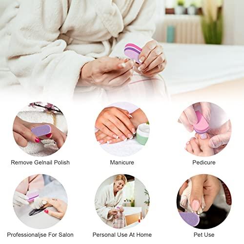 Diesisa Diesisa Mini Nail Buffers, 40pc 100/180 Grit Sponge Mini Nail Files Bulk for Acrylic Nails, Buffer Block Nail File,Mini Bulk Nail buffers Double Sided for Manicure Tools - Pink/Purple