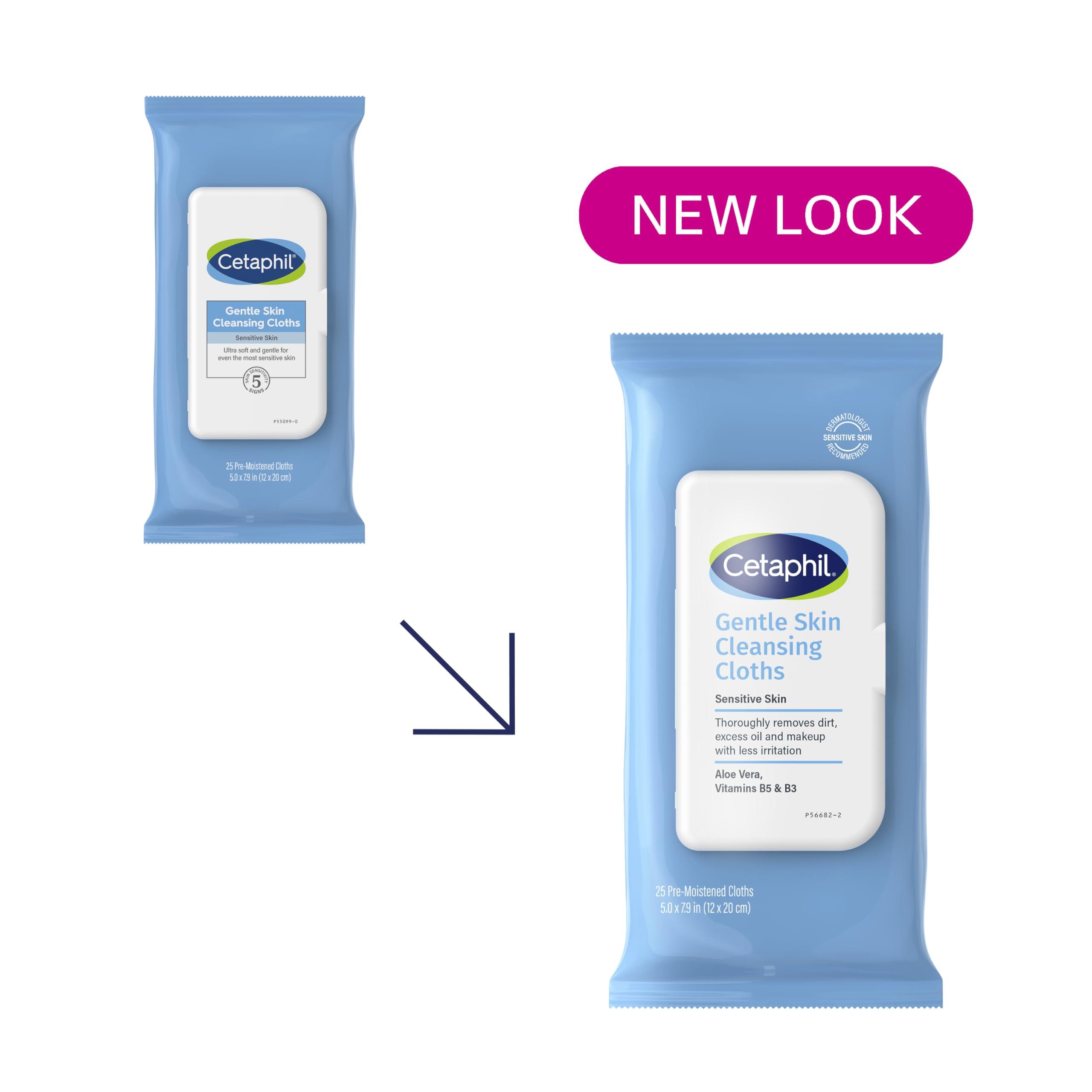 Cetaphil Cetaphil Face and Body Wipes, Gentle Skin Cleansing Cloths, 25 Count (Pack of 3), for Dry, Sensitive Skin, Flip Top Closure, Great for the Gym, Travel, in the Car, Hypoallergenic, Fragrance Free