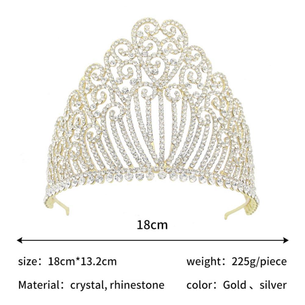 QXMYOO Extra Large Tiaras 5.2\" Tall Pageant Crowns for Women Clear Austrian Crystal Tiara Gold Homecoming Queen Crown Big Rhinestone Headpiece for Birthday Prom Quinceanera Wedding (E-Gold)