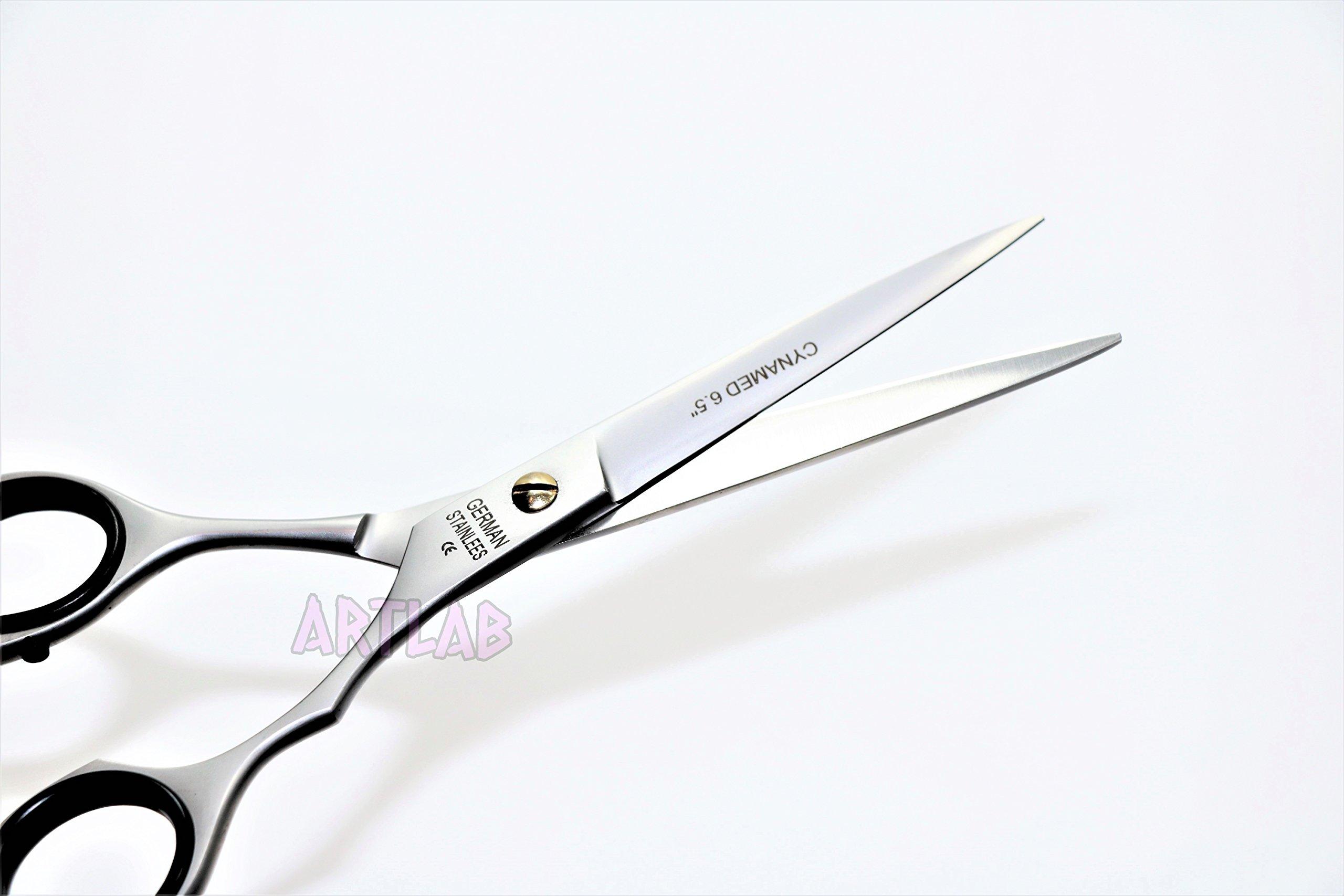Cynamed Lot Of 2 German Professional Hair Cutting Scissors Barber Hairdressing Scissors With Sand Finish Size 6.5\" & 6\" (Cynamed)