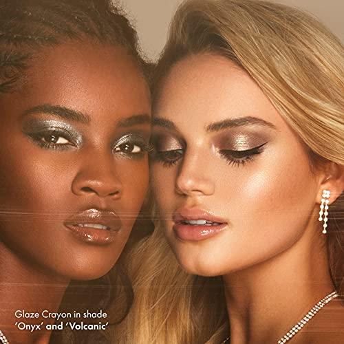 ICONIC LONDON ICONIC LONDON Glaze Crayon | Dual Ended Eyeshadow Stick for Sparkling, Wet-Look Glazed Effect, Cruelty Free, Vegan Makeup, Onyx (Gunmetal) 0.92 oz