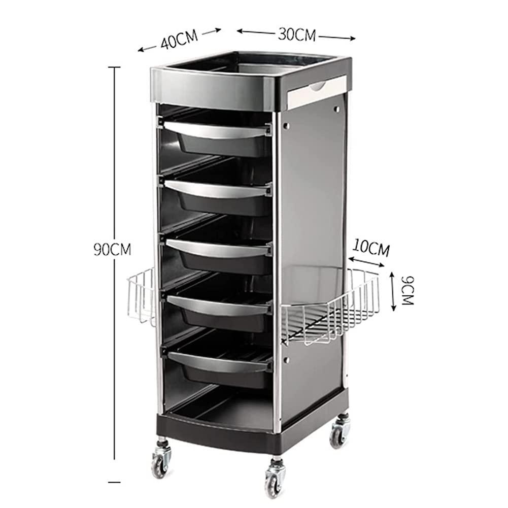 ma hai fei MAHFEI Salon SPA Rolling Trolley, Hair Stylist Cart Beauty Hairdressing Tool Storage Cabinet W/Hairdryer Holder Place Towel/air Duct/tinfoil/dye Sweep/Push Cut