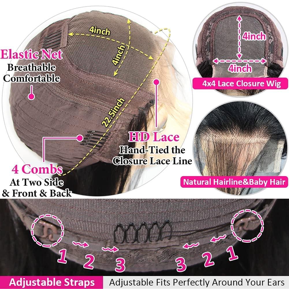 west kiss Brazilian Lace Front Wigs Deep Wave 4x4 Lace Closure Wig Virgin Human Hair,West Kiss Deep Curly Lace Frontal Wig Natural Hairline With Baby Hair 180% Density Natural Color (18 inch)