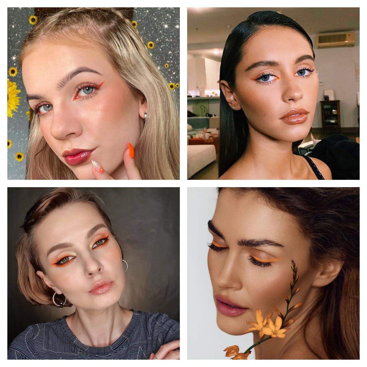 CAR MELA CarMela Orange Eyeliner Pencil and Blue Eyeliner Pencil Set, Creamy Texture, Highly Pigmented Waterproof Eye Liner