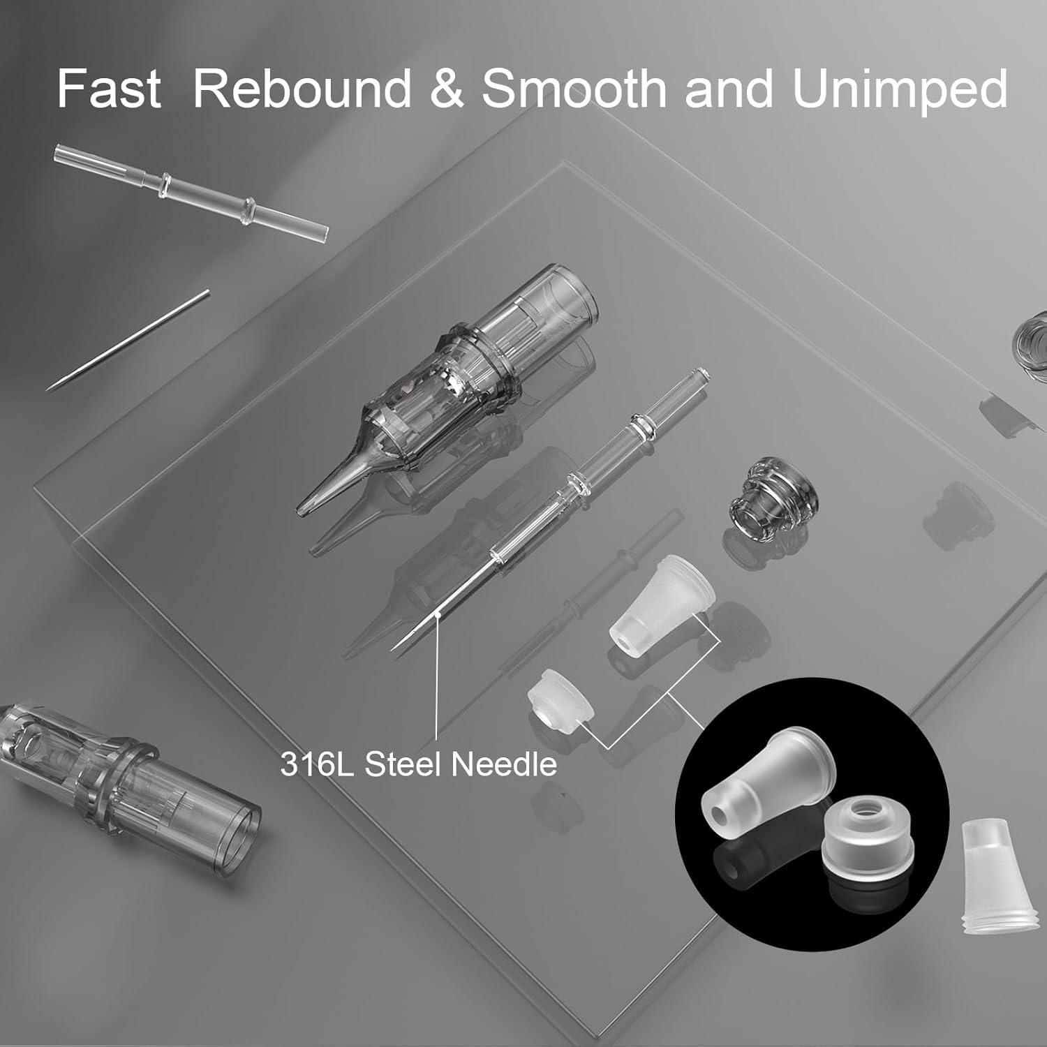 YILONG 20pcs Tattoo Neddles Upgrade and F3 Rotary Tattoo Pen Machine with 2PCS 2000mAh Batteries