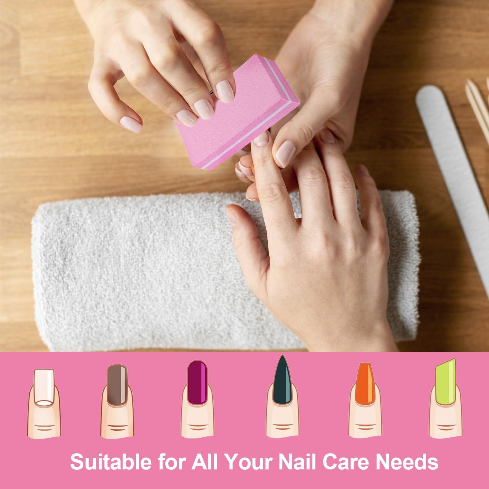 HomeyEra Nail Buffers (60 Pack), Buffer Block Nail File for Acrylic Nails and Natural Nails, 100/180 Grit Small Nail Buffer Block Bulk Buffing Blocks for Nail Buff Professional Manicure File Blocks Set Pink