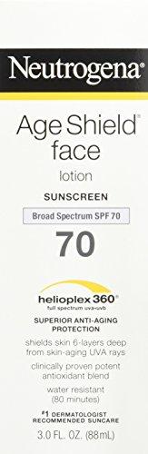 Neutrogena Neutrogena Age Shield Anti-Oxidant Face Lotion Sunscreen with Broad Spectrum SPF 70, Oil-Free & Non-Comedogenic Moisturizing Sunscreen to Prevent Signs of Aging, 3 fl. oz (Pack of 2)