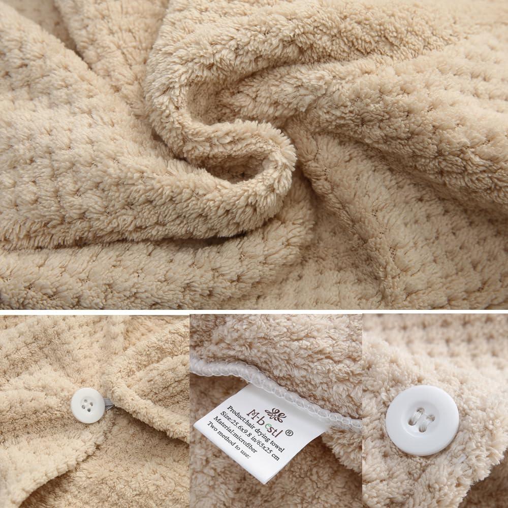 M-bestl M-bestl 3 Pack Microfiber Hair Towel,Hair Towel Wrap,Hair Drying Towel,Super Absorbent and Lightweight Hair Turban,Hair Towel for Women to Dry Hair Faster(Gray&Khaki&Beige)