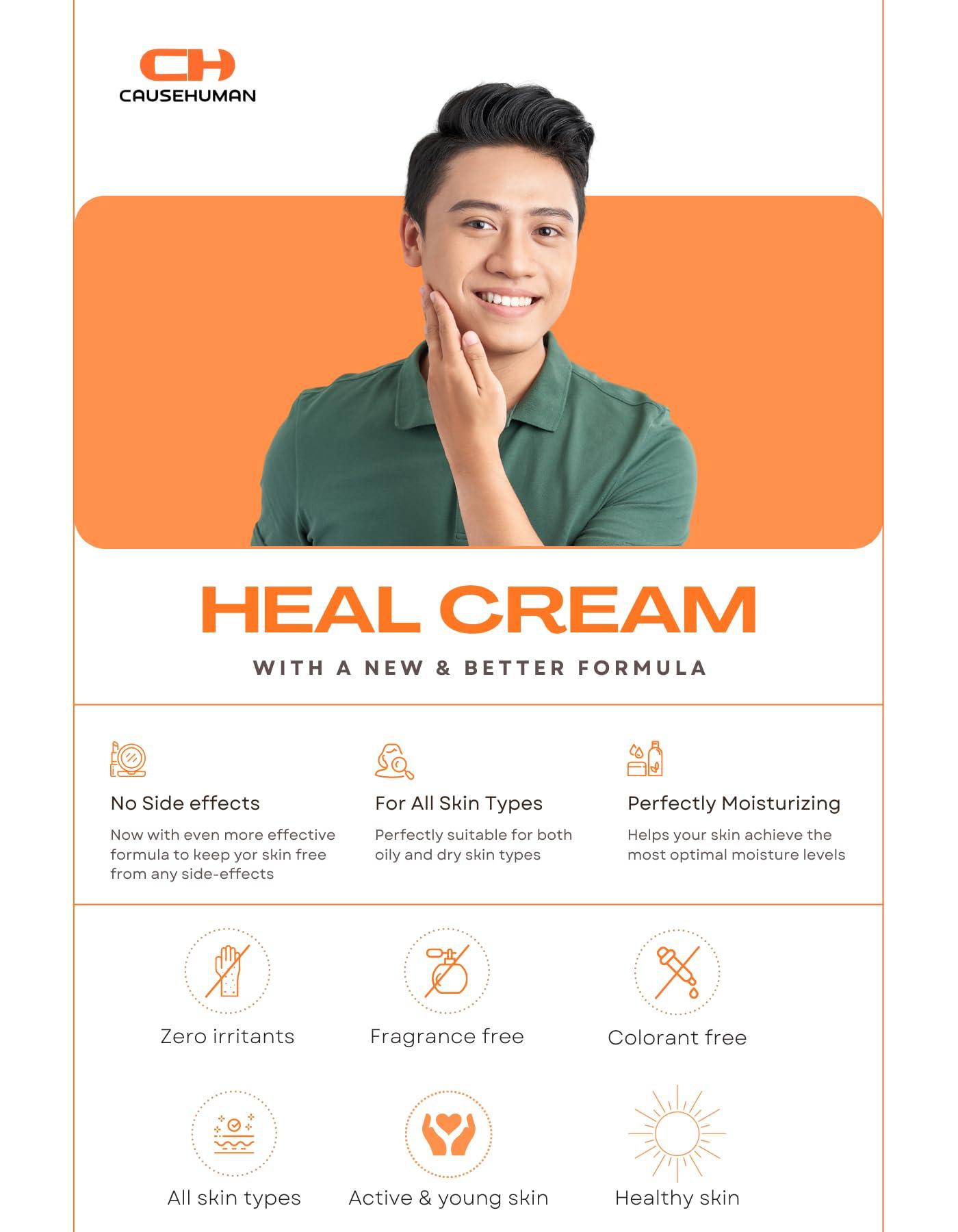 CAUSEHUMAN CAUSEHUMAN Penile heal cream for phimosis, redness, dryness, and scarring of skin | Prevents Irritation | Phimosis Cream | Restores and Moisturizes skin | 100 ml (3.38 fl oz) | 60 days supply