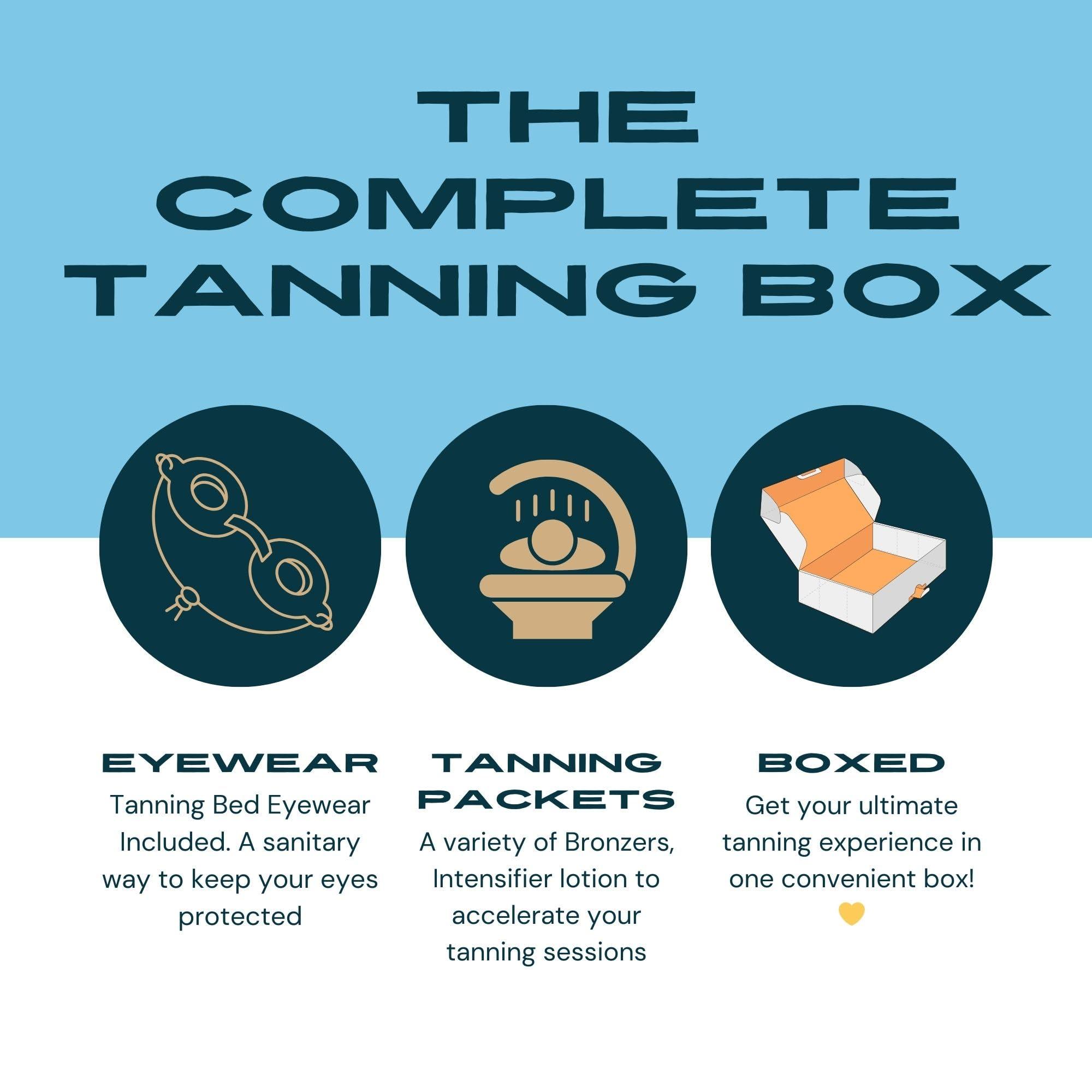 ES Global Brands 10 Pack of Tanning Bed Lotion + Eyewear  Tanning Bed Lotion Packet Box, Best Lotion for Tanning, Indoor Bed Lotion, Outdoor Sun Tan Lotion, Tanning Accelerator (0.5 oz each)