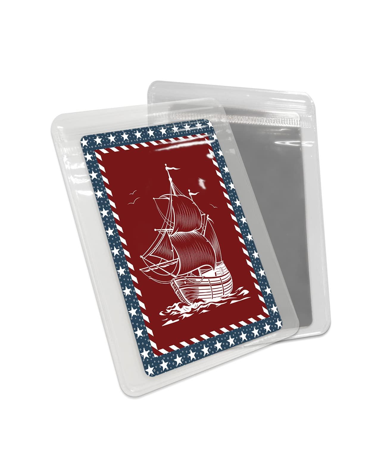 OComster OComster Independence Day Nautical Ocean Hand Drawn Red Compact Mirror Bulk Mini Card Mirror, American Flag Star Stripes Lace Small Compact Mirror for Purse, Rectangular Handheld Pocket Makeup Mirror