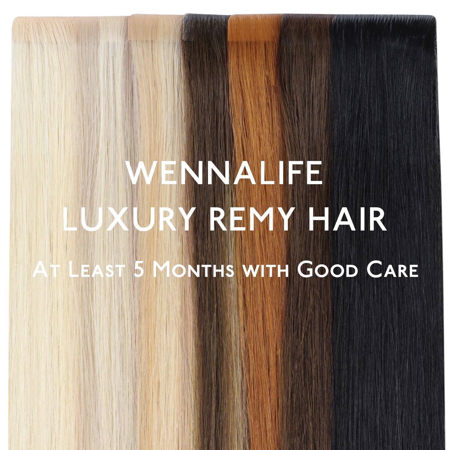 Wennalife WENNALIFE Invisi Edge Tape in Hair Extensions Human Hair, 22 Inch 50g 20pcs Platinum Blonde Invisible Luxury Remy Hair Extensions Natural Seamless Injected Tape Ins Straight Extensiones De Cabello