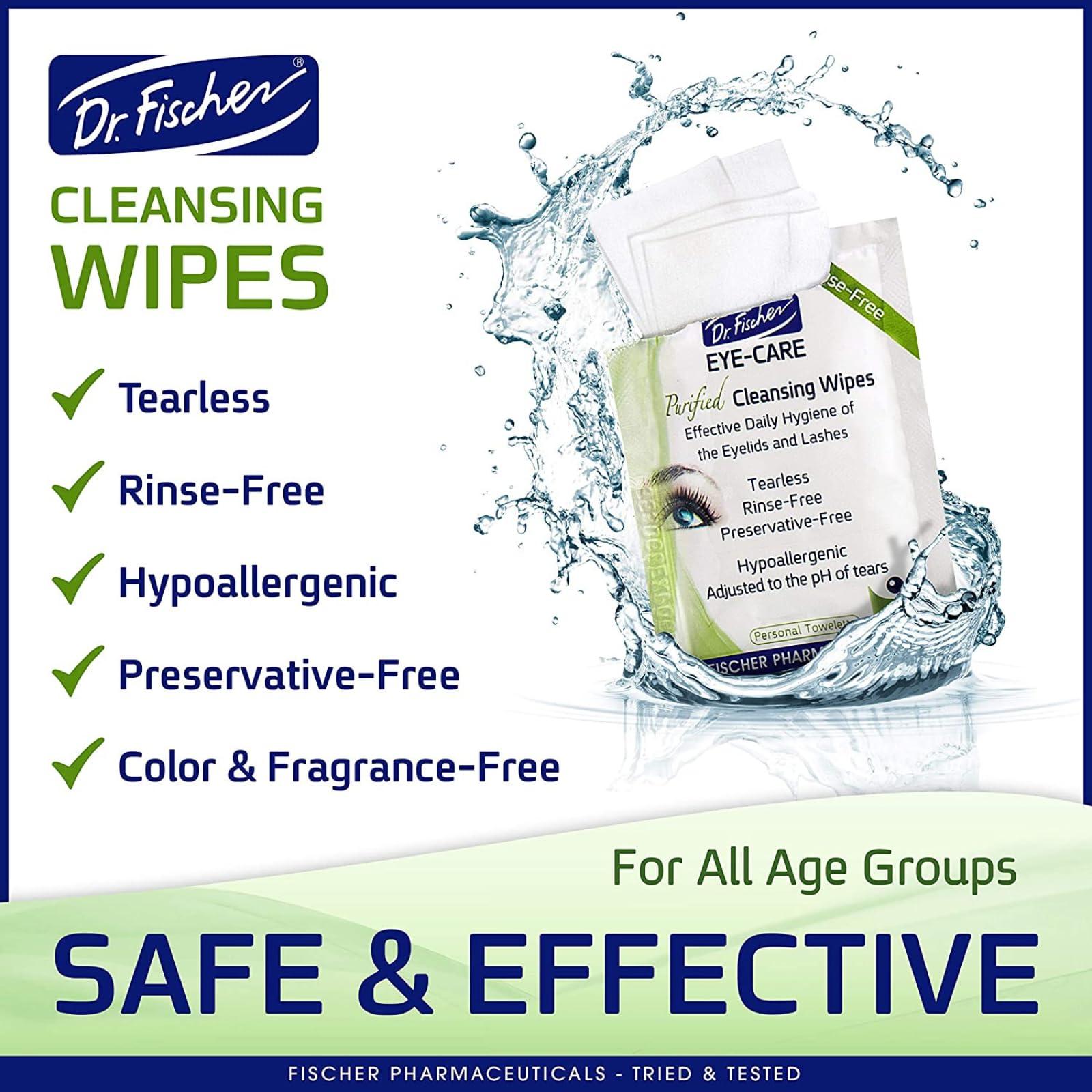 Dr. Fischer Dr. Fischer Eye Wipes and Eyelid Cleanser, Eyelash Foam. Hypoallergenic Eye Care for Demodex Blepharitis Allergy