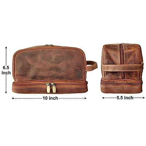 RUSTIC TOWN RUSTIC TOWN Handcrafted Premium Leather Toiletry Bag Combo - The Best Masculine Travel Gifts For Men and Women