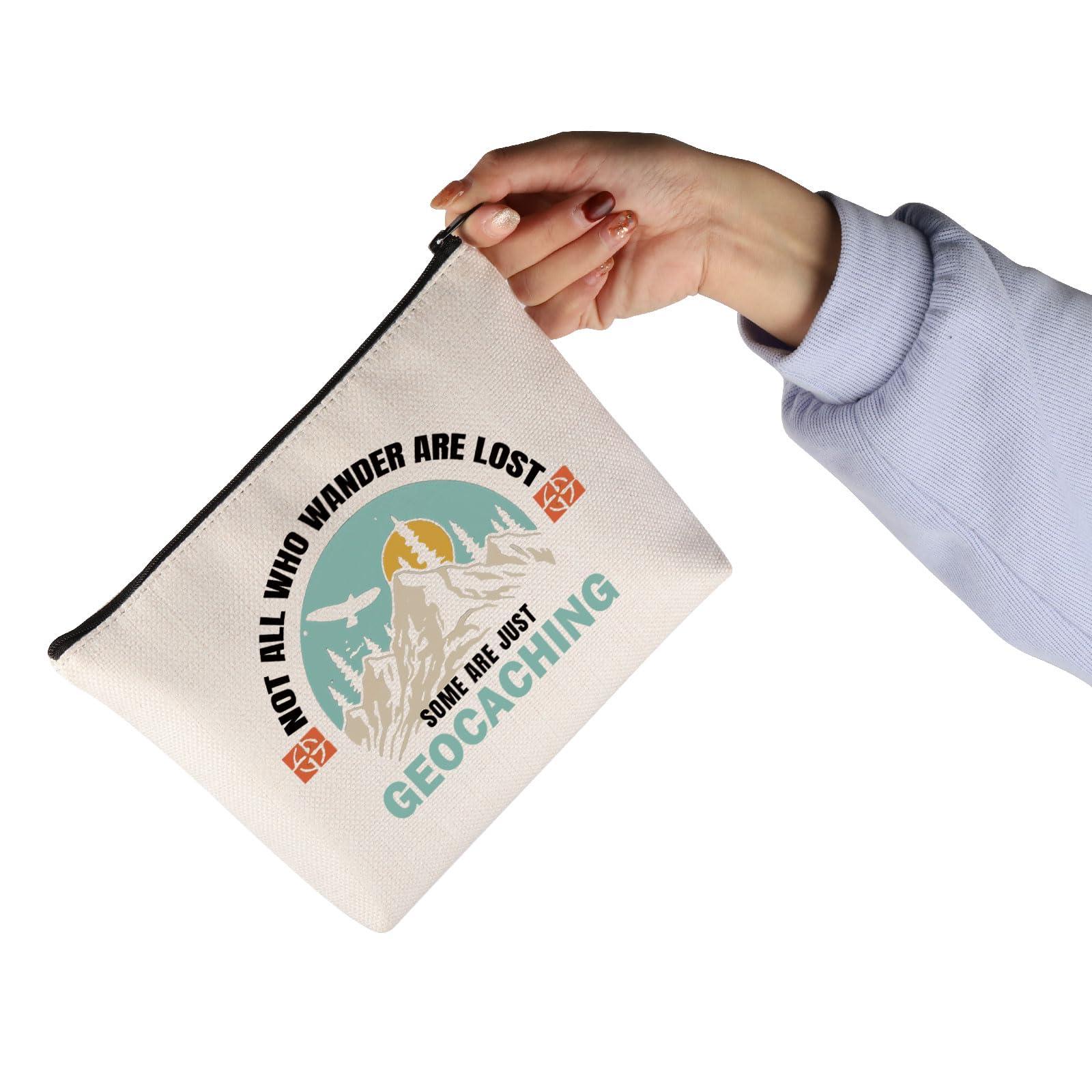 JNIAP JNIAP Geocache Lover Gift Not All Who Wander Are Lost Cosmetic Bag Rock Collector Gift (just geocaching Bag)