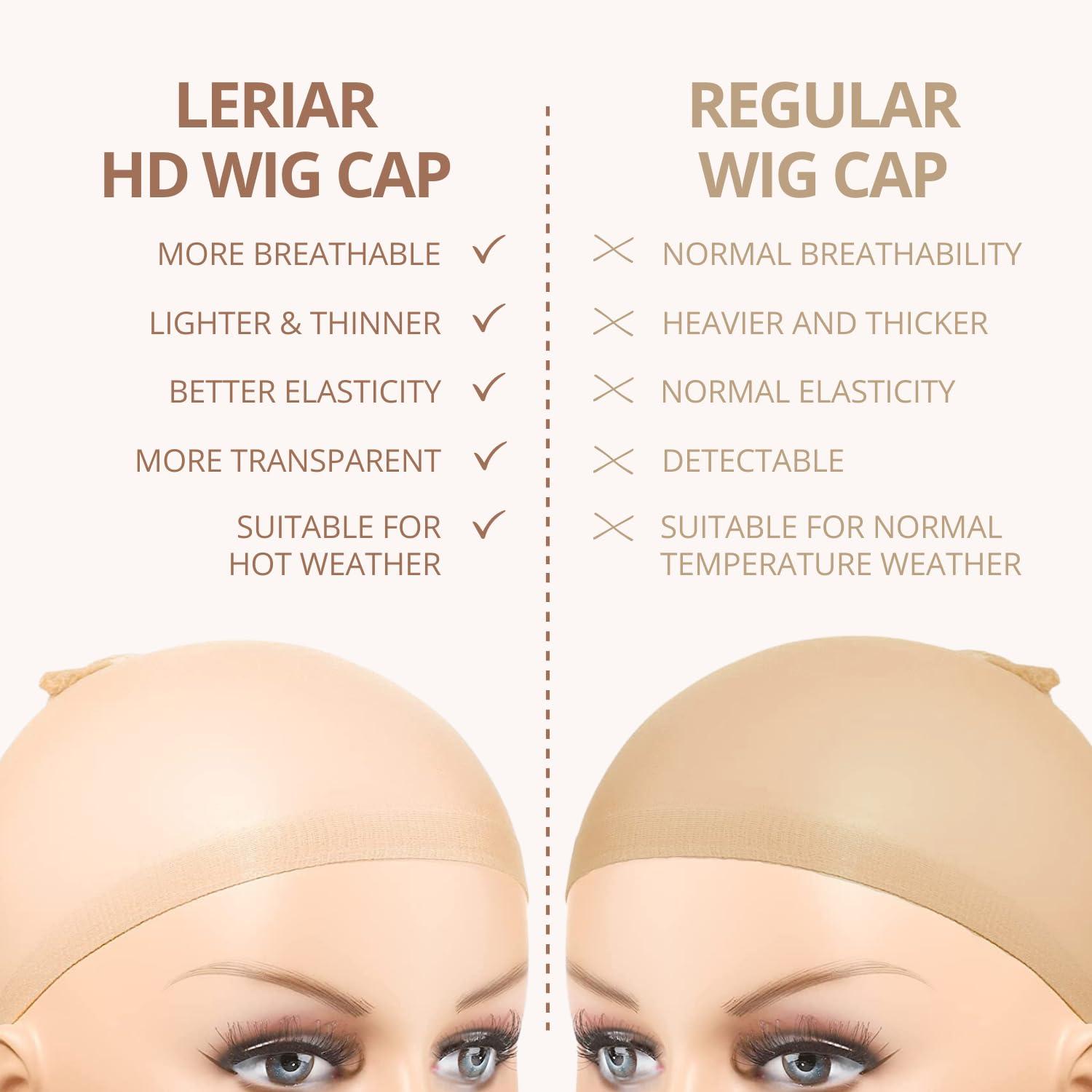 LERIAR LERIAR 6PCS HD Wig Caps For Lace Front, Stretchy Nylon Stocking Wig Caps, Ultra Thin Invisible Sheer Wig Caps for Women, Transparent and Breathable Nude Bald Cap for Wig