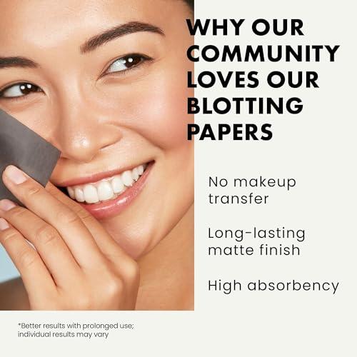 Eclat Skincare Oil Blotting Sheets for Face, Activated Bamboo Charcoal Blotting Paper for Oily Skin Control, Compatible with Oil Absorbing Roller, 100 Oil Absorbing Sheets for Face, Oily Skin, Facial Oil Wipes