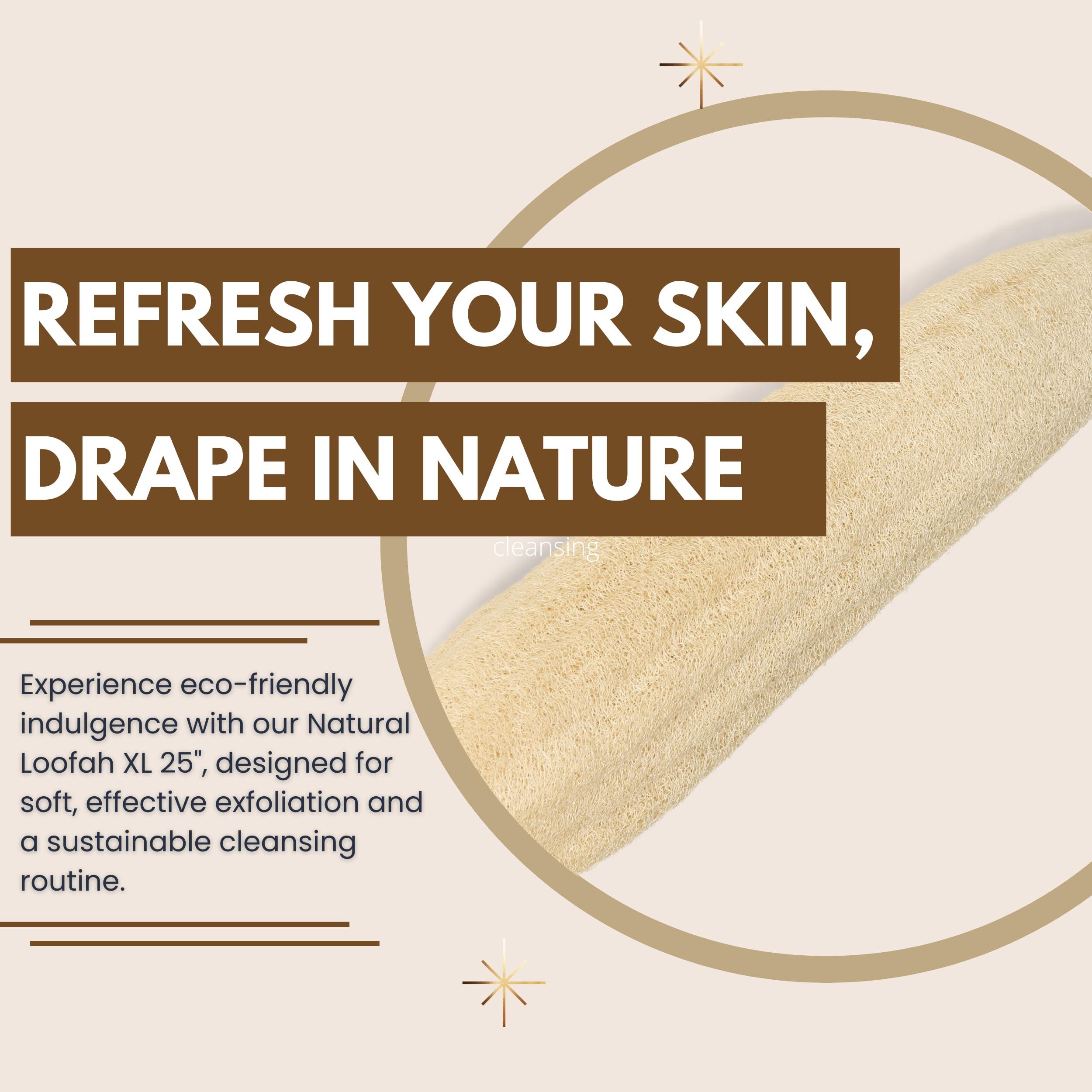 Eco Bath London Eco Bath London Home Grown Natural Loofah - Premium Exfoliating Bath Sponge, Shower Puff, and Body Scrubber for Smooth, Radiant Skin (25\")