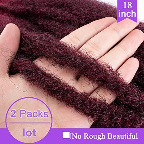 ZRQ ZRQ 18 Inch 2 Packs Marley Twists Braiding Hair, Burgundy Afro Kinky Marley Twists Crochet Braid Hair, Red Cuban Twist Hair For Faux Locs(TBUG#,2 Packs)