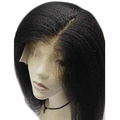 Modernfairy Hair Kinky Straight Glueless Full Lace Human Hair Wigs With Baby Hair 150% Density Natural Black Brazilian Virgin Remy Hair Pre Plucked Full Lace Wigs For Black Women 16inch