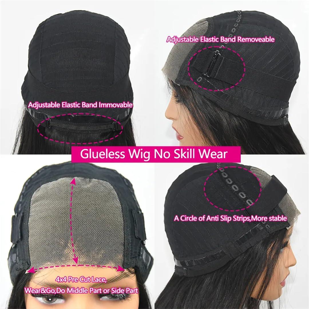 Wjnvfioo Wjnvfioo Water Wave Bob Glueless Wig Human Hair Ready To Wear And Go Short Bob Human Hair Wigs Pre Cut Lace Wigs For Women