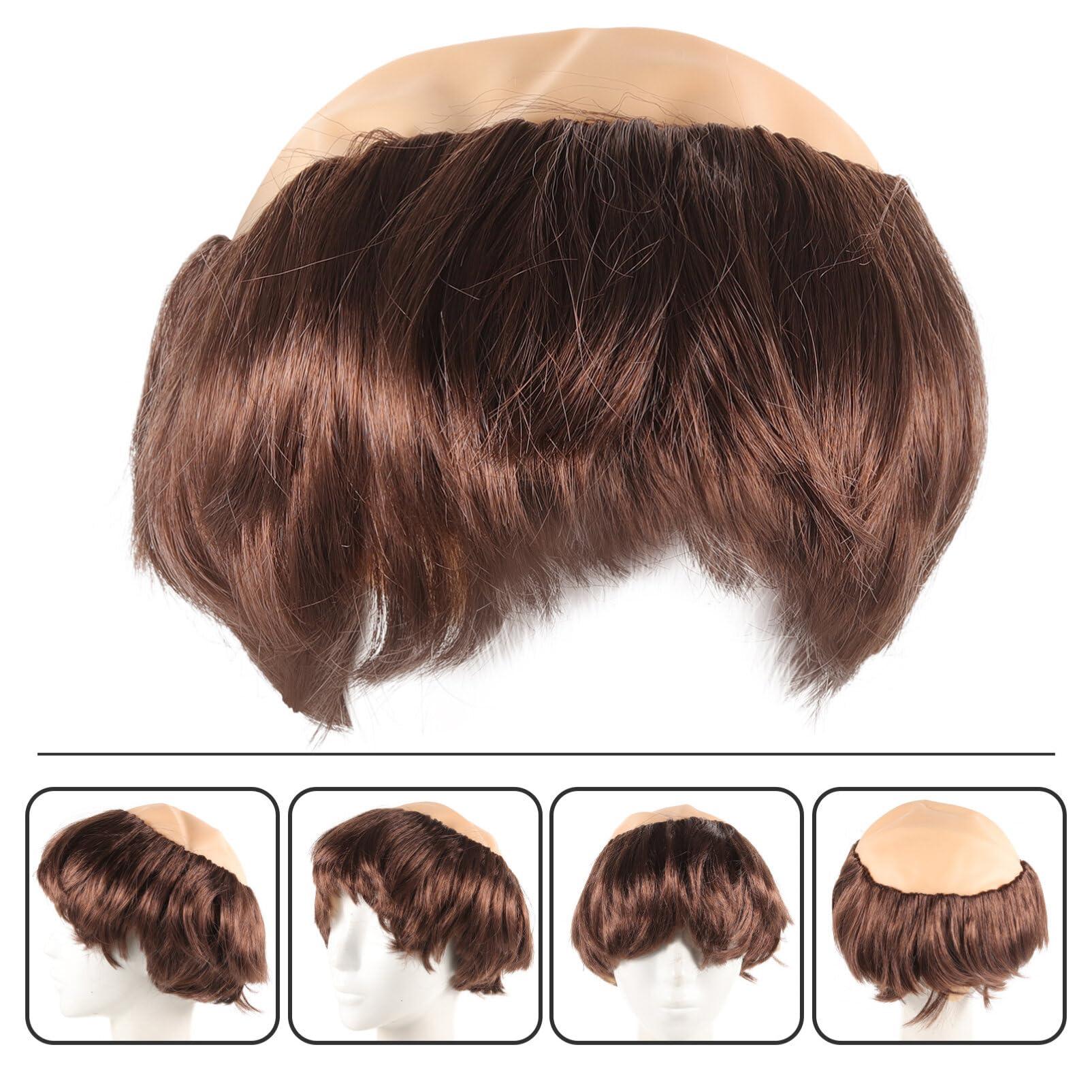 FOMIYES FOMIYES Halloween Monk Costume Wig Bald Cap Wig with Brown Friar Hair Funny Makeup Props Monk Cosplay Halloween Fancy Dress Accessories Headwear