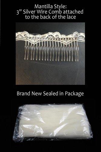 Velvet Bridal Bridal Wedding Mantilla Veil White 1 Tier Long Cathedral Length With Lace Edge