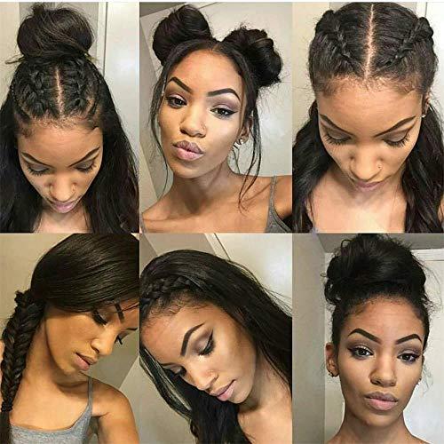 CBWIGS Cbwigs Brazilian Remy Natural Straight 360 Lace Frontal Wig Human Hair with Pre-Plucked Hairline (18 inch 160% Density, Natural Black)