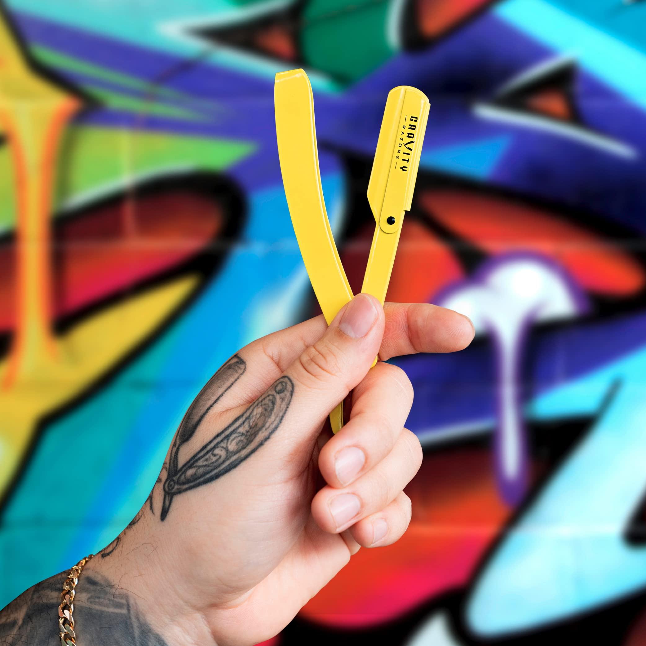 GRAVITY RAZORS Professional Straight Razor - Minimal Exposure Straight Razor Kit with 10 Gravity Premium Blades.5mm Exposed ("The OG")