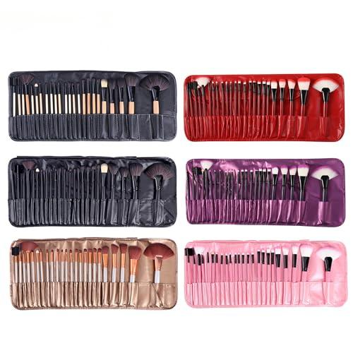 Taolivingmart Makeup Brush Set 24 Piece Professional with Portable Storage Bag, Wood Grain Texture, Soft and Durable Perfect for Travel and On-The-Go Touch Ups (Pink)