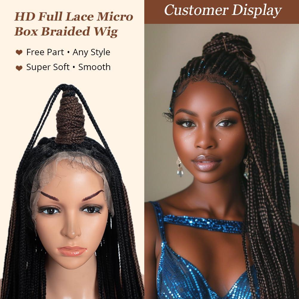 Style Icon Style Icon 42 Inches 360-Full Lace Micro Box Braids Wig Ombre Blonde Super Long Braided Wig Top Faux Locs Synthetic Wigs