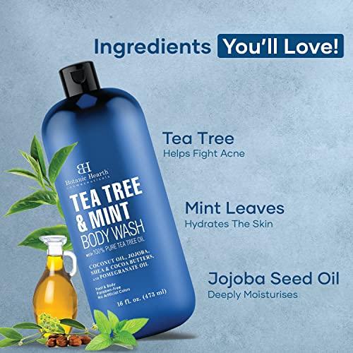 Botanic Hearth Botanic Hearth Tea Tree Oil Body Wash with Mint, 16 fl oz - Moisturizing, Soothing, Helps Control Fungal Infections, Deep Moisturization, Promotes Healthy Skin, Ethically Sourced