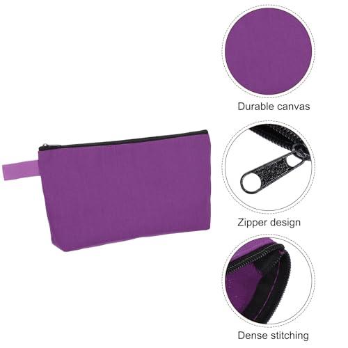 uxcell uxcell Canvas Makeup Bags, 30 Pcs Travel Cosmetic Bags Bulk, Multipurpose Plain Toiletry Zipper Pouches Blank DIY Craft Bags Pencil Bag for Women Teens, Purple