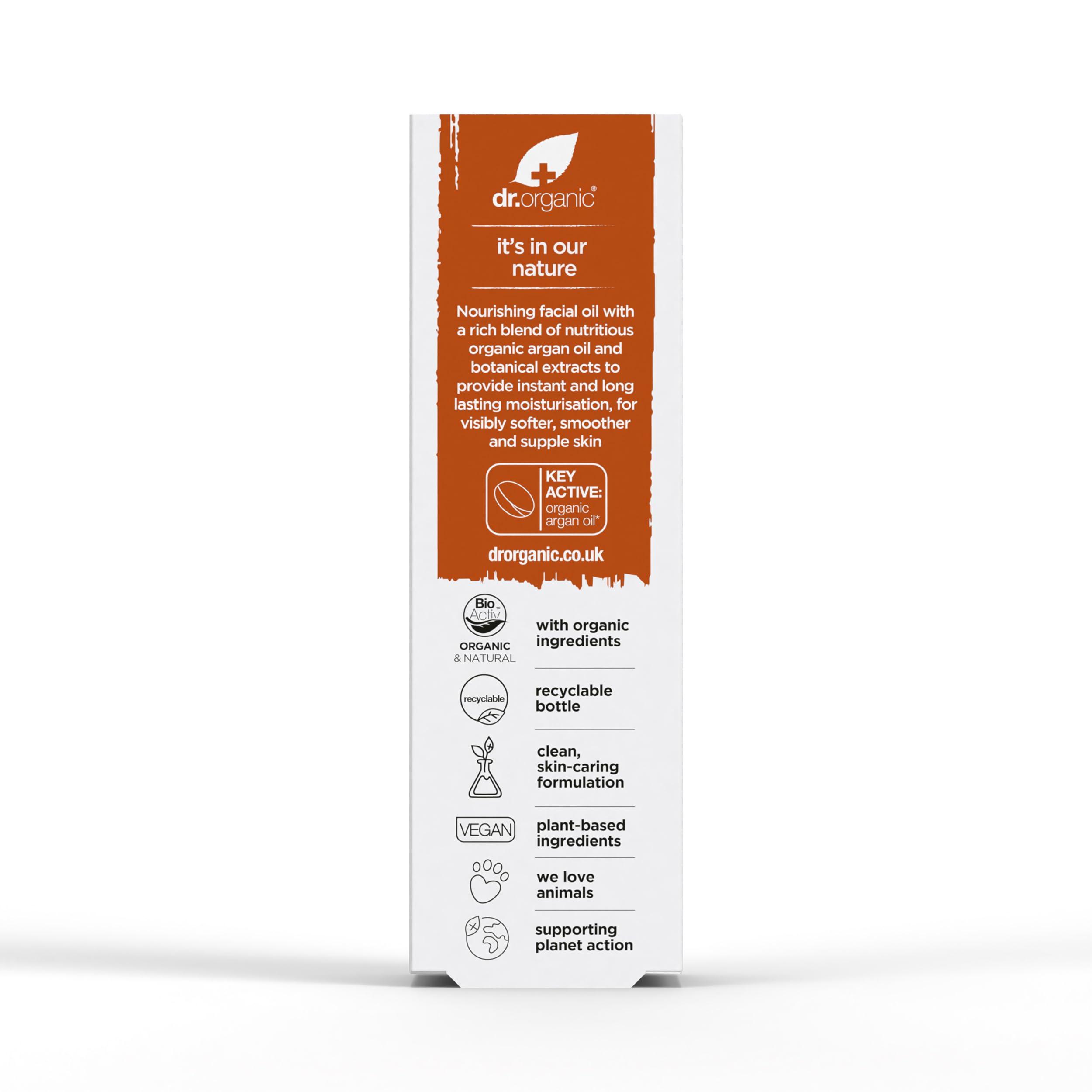 dr.organic Dr. Organic Moroccan Argan Oil Facial Oil | Nourishing for Healthy Aging, Non-Greasy, Smoothes and Replenishes Skin, Natural, Vegan, Certified Organic, 30 mL / 1 fl oz